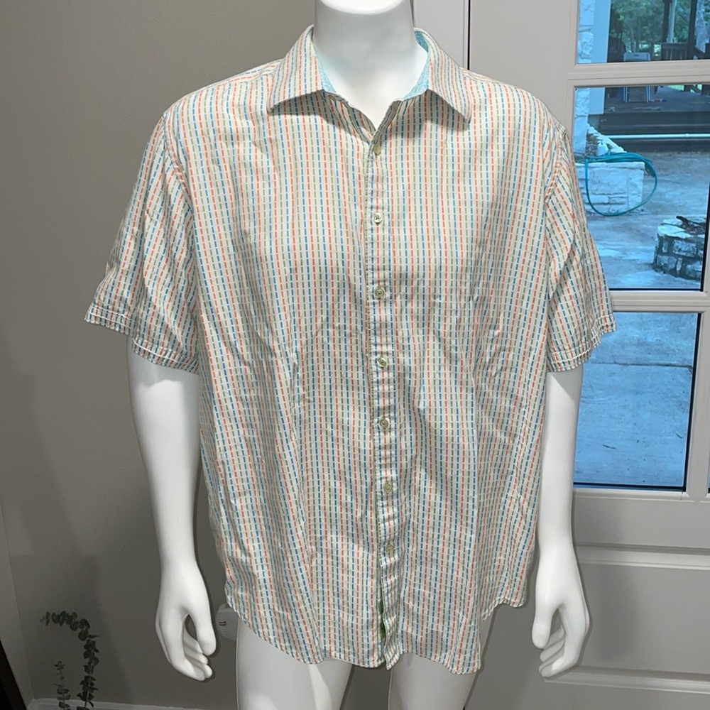 Robert Graham Multicolor Broken Stripe Patterned Casual Button Down Shirt